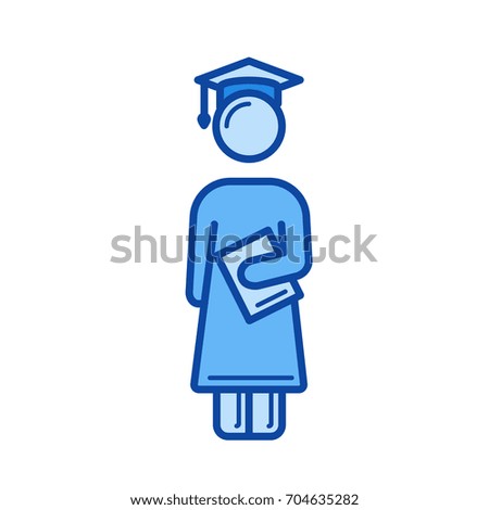 Bachelor degree vector line icon isolated on white background. Bachelor degree line icon for infographic, website or app. Blue icon designed on a grid system.