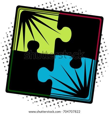 Isolated comic puzzle on a white background, vector illustration