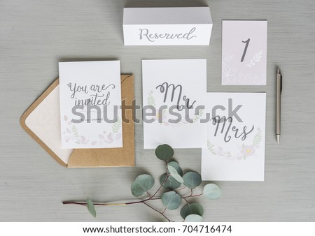 Wedding Card Invitation on Gray Background