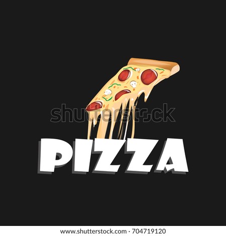 Slice of pepperoni pizza, vector