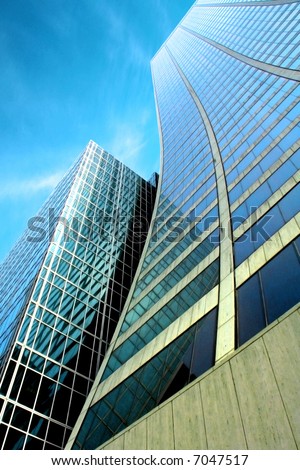 Skyscraper with a dramatic blue sky