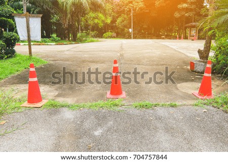 Traffic Cones are located in the park's parking area.
