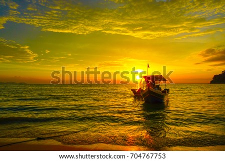 Fishing boat silhouette sunset 