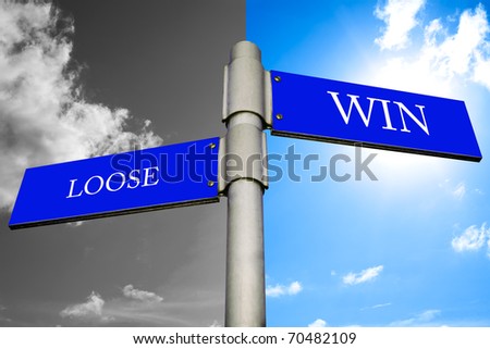 Road signs showing WIN and LOOSE