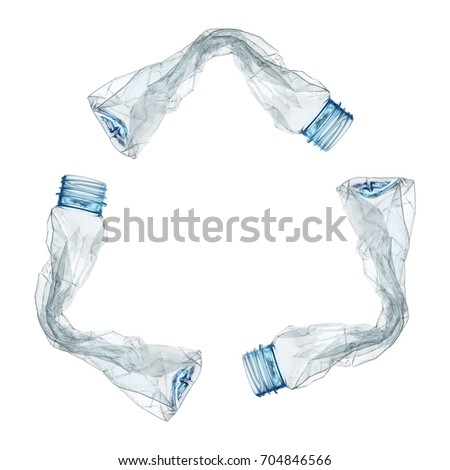 it is recycled sign by plastic bottles isolated on white.