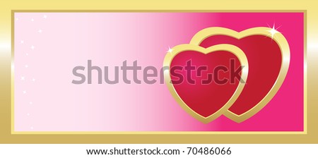 Couple of hearts, banner, vector illustration