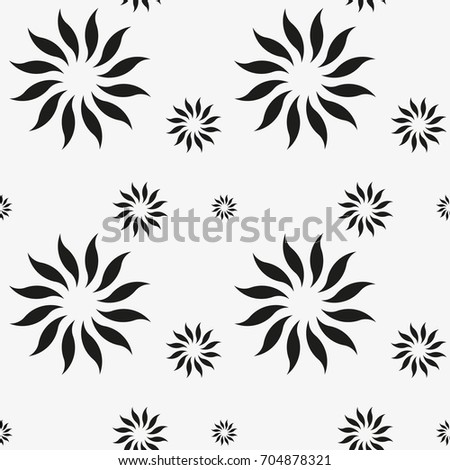 Vector seamless pattern. Modern stylish texture. Repetition of geometric tiles with abstract flowers.