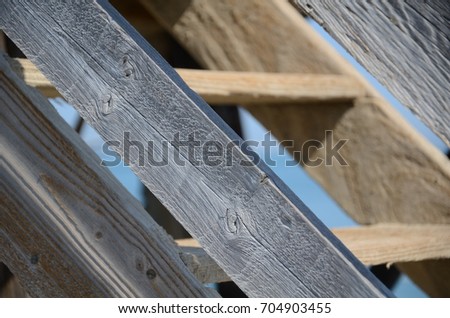 Detail of wooden construction on the sea