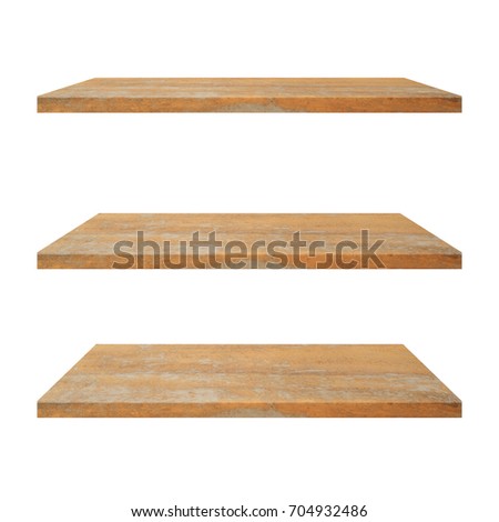 3 Wood Shelves Table isolated on white background