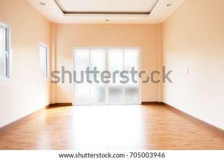 interior background empty room wall yellow color and white door aluminium