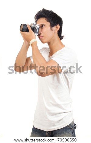 young man with camera