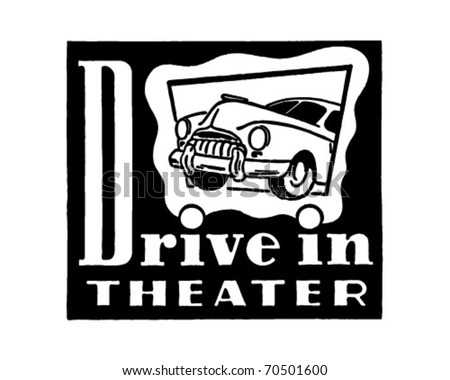 Drive-In Theater - Retro Ad Art - Banner