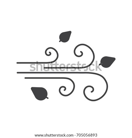 Wind blowing glyph icon. Silhouette symbol. Windy weather. Negative space. Raster isolated illustration