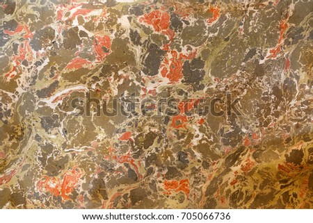 Abstract painting. Marble effect painting. Mixed red and green oil paints. Unusual handmade background for poster, card, invitation, texture.