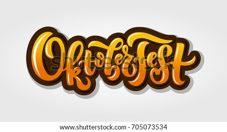 Oktoberfest logotype. Beer Festival vector banner. Illustration of Bavarian festival design on textured background with floral wreath. Blue, white lettering typography for logo, poster, card, postcard