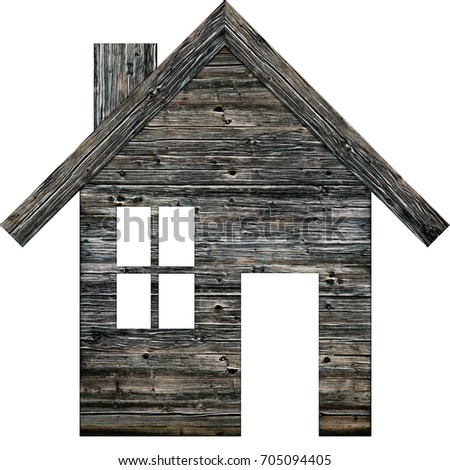 Icon of a wooden house on a white background