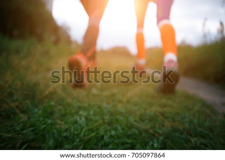 Blurred picture of running girls