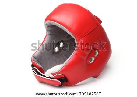 Boxing helmet on white background Royalty-Free Stock Photo #705182587