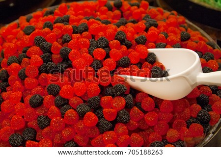 Picture of assorted colorful jelly in bowl in a candy store