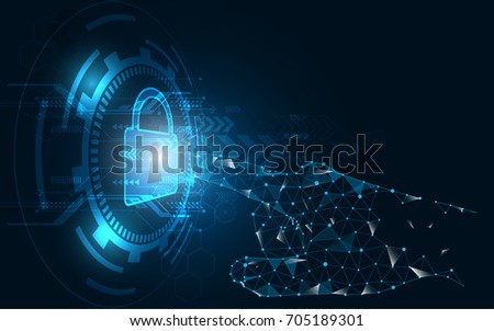 Hand touch screen security concept abstract technology background innovation Royalty-Free Stock Photo #705189301