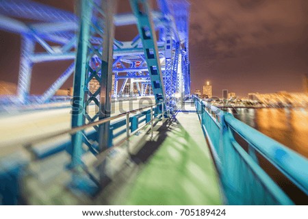Jacksonville, Florida. City lights at night from bridge.