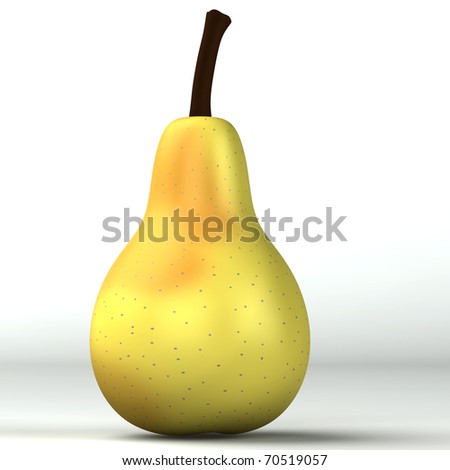 3d light yellow pear isolated on white