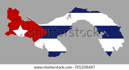 Isolated map of cuba with flag, vector illustration