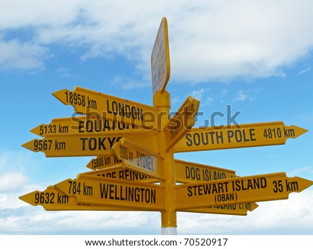 Sign in Stirling point, New Zealand