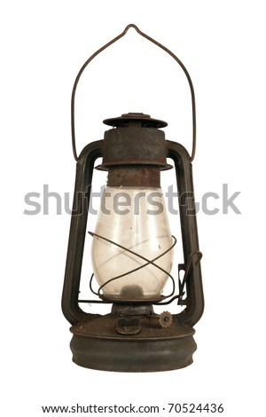 Old dusty oil lamp isolated on white 2 Royalty-Free Stock Photo #70524436