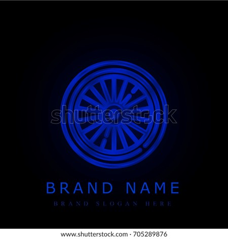 Wheel blue chromium metallic logo