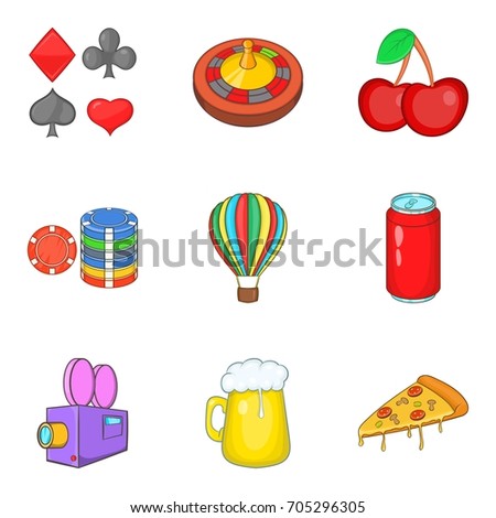 Distraction icons set. Cartoon set of 9 distraction vector icons for web isolated on white background