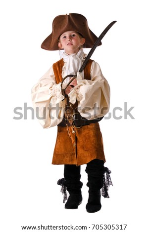 Cute little pirate all ready for Halloween the most fun holiday for kids