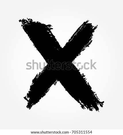 Grunge letter X Vector cross sign.