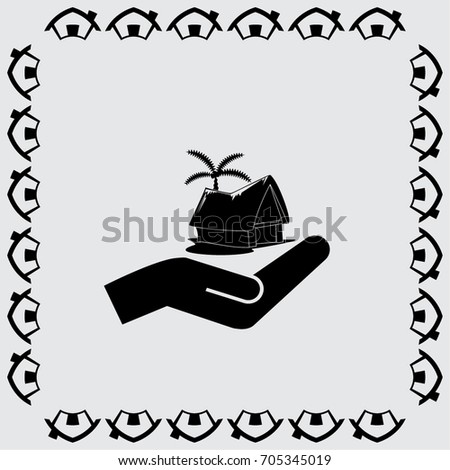 beach shack and a palm tree vector icon