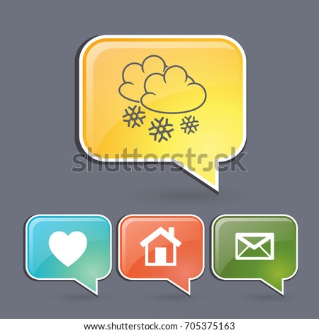 Flat icon. Cloud and snowflakes. From cloud snowing.