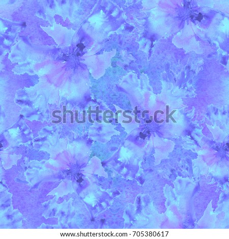 Watercolor Seamless Pattern with Big Flowers. Floral Background for Print, Textile, Wallpaper. Fantastic Colorful Texture in Trendy Colors