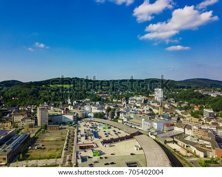 Aerial photo of Gummersbach, a town in Germany