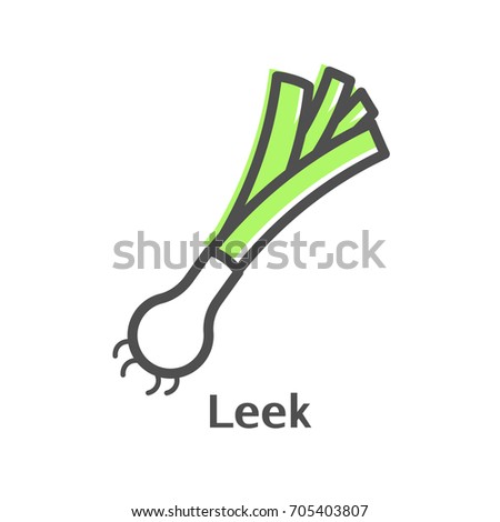 Leek thin line vector icon. Isolated Vegetable linear style vegetable for menu, label. Detailed vegetarian food sign. Royalty-Free Stock Photo #705403807