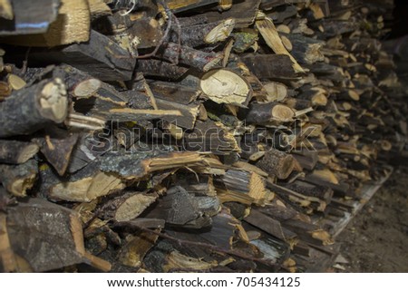 closeup firewood pile background texture