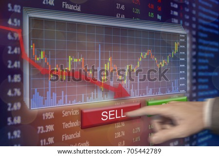 Stock market plummet sell shares on exchange with financial loss and money gone.