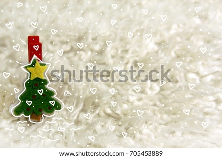 Christmas decorations on a fluffy background