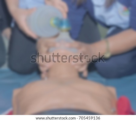 Background blur Nursing and medical staff are trained to basic life support.