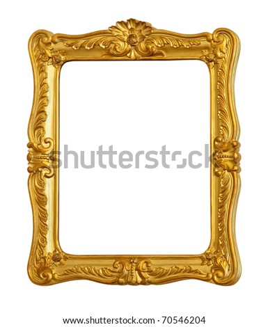 old antique gold frame. Isolated over white background
