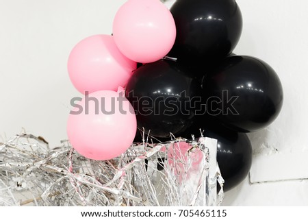 White and silver balloons background. Valentine's day or any holiday concept.