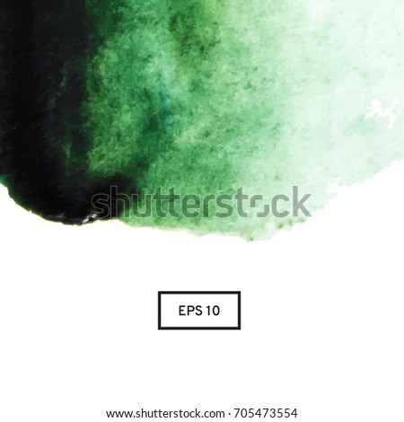 Abstract green watercolor on a light background.The color splashing in the paper. Hand drawn Vector illustration