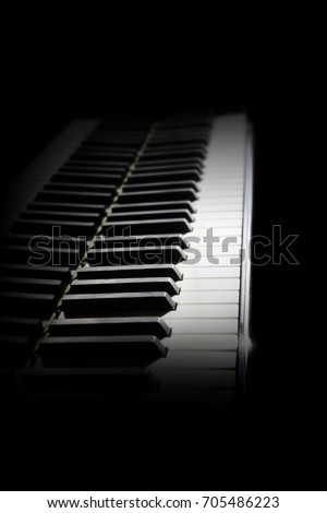 Piano keyboard. Grand piano keys Close up musical instrument