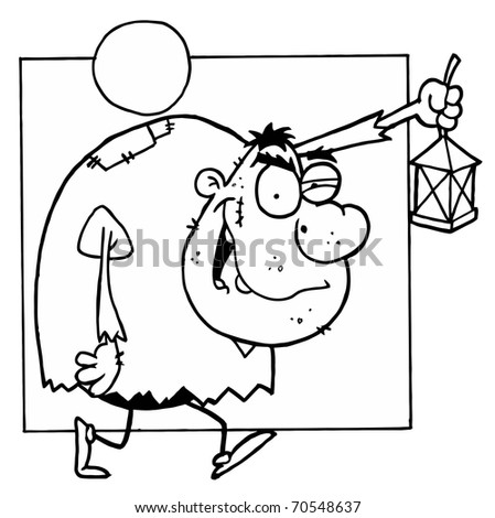 Outlined Mascot Cartoon Character Hunchback