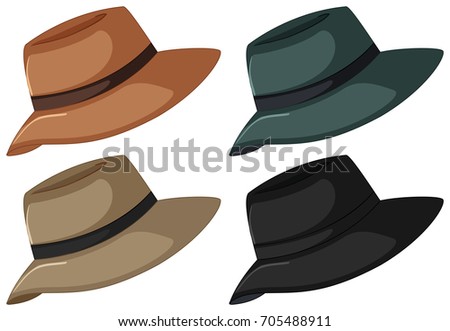 Hats in four color illustration