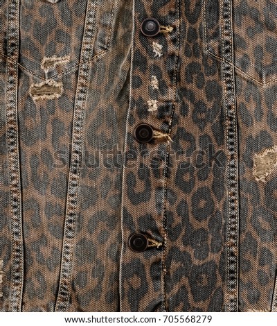 Leopard pattern texture-jacket pocket jeans