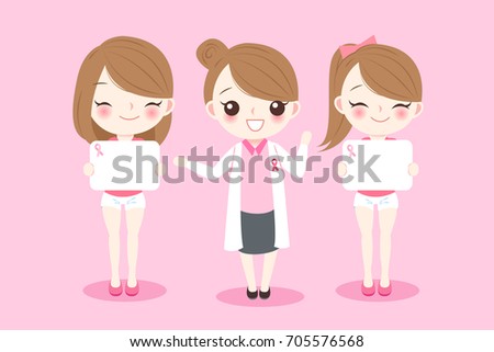 woman with breast cancer prevention on the pink background